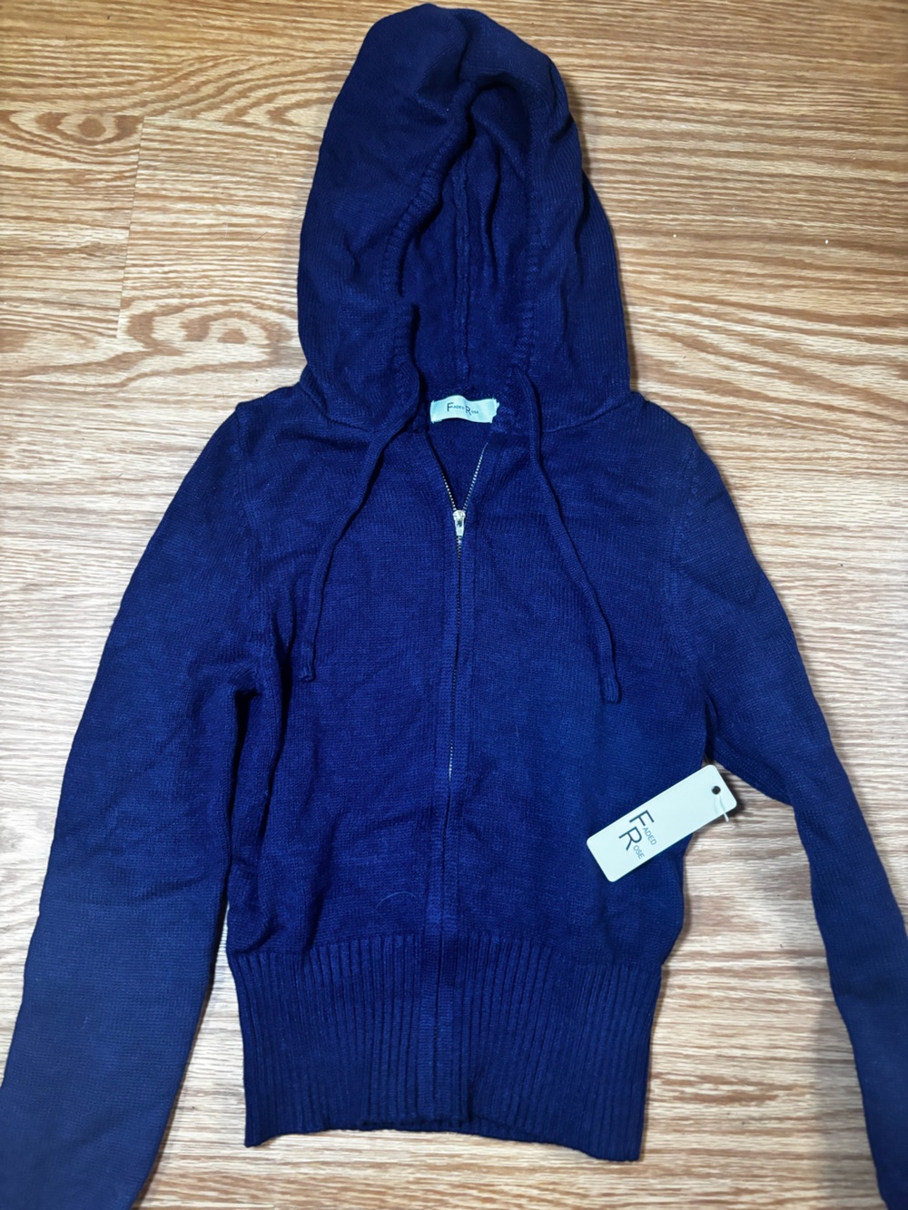 Girls' Navy Hooded Zip-Up Sweater Jacket